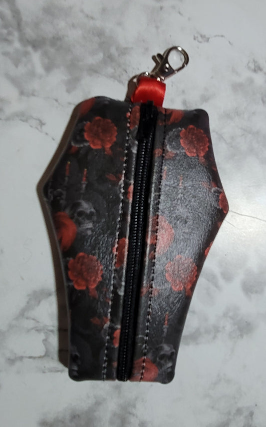 mini zipper coffin keychain bag