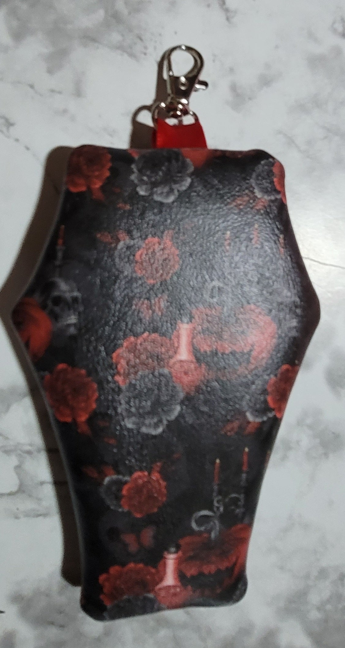 mini zipper coffin keychain bag