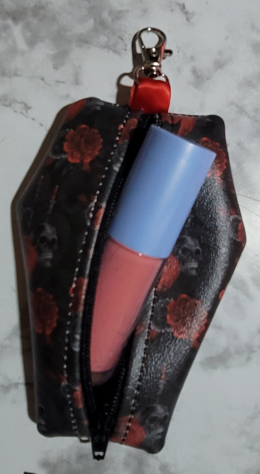 mini zipper coffin keychain bag