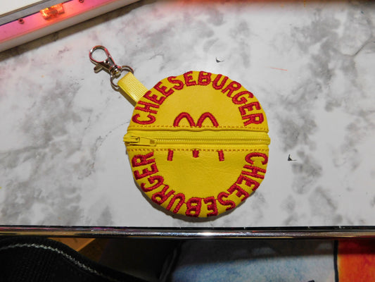 cheeseburger zip coin purse