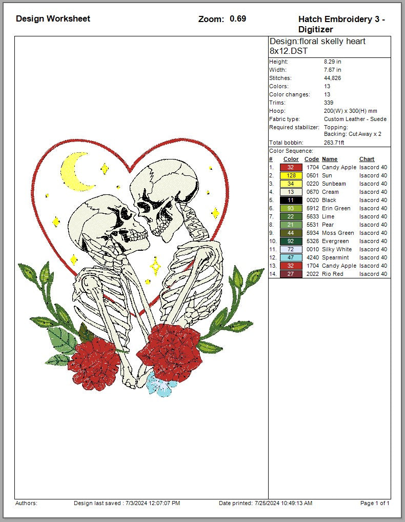 floral skelly heart set