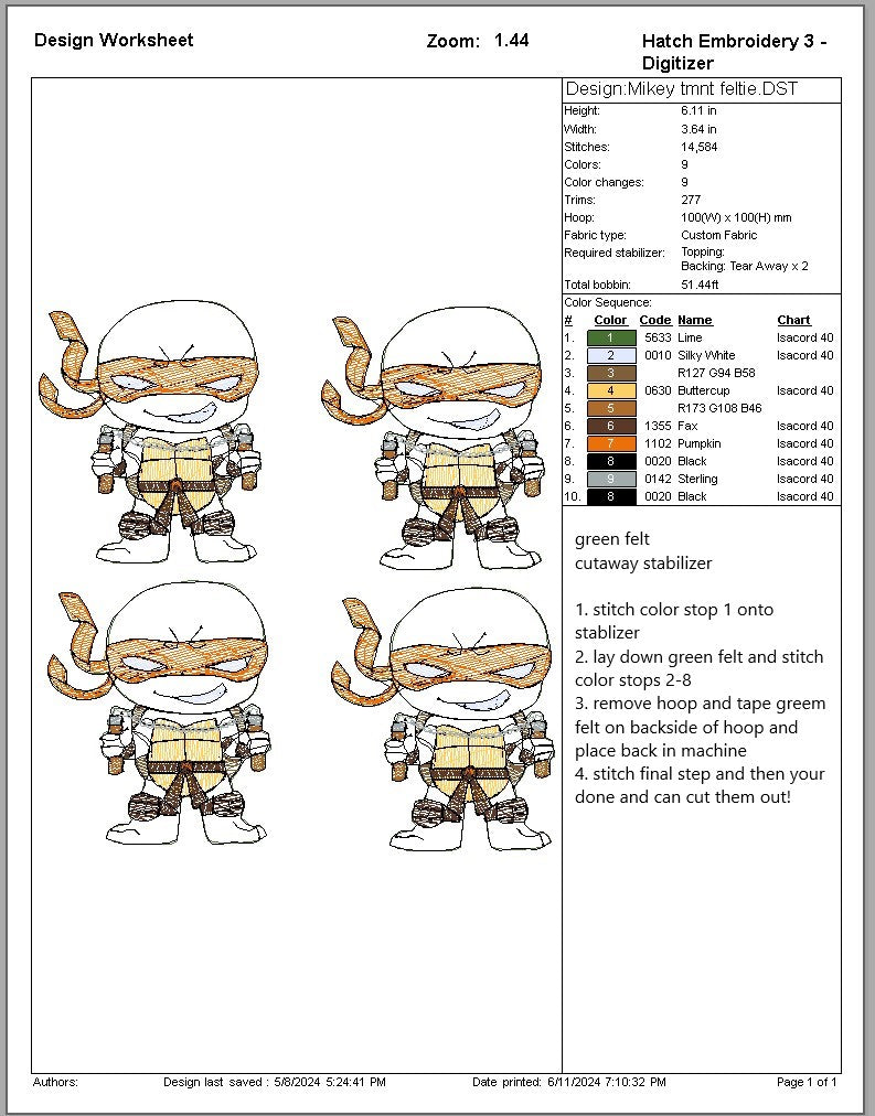 tmnt character feltie set